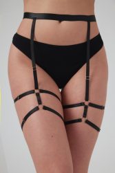 Christine - Strappy Strumpfhalter Blushing - Schwarz