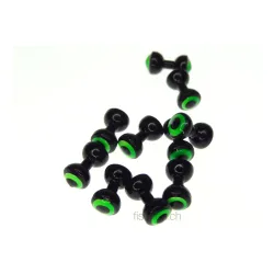 Hareline Dubbin Double Pupil Brass Eyes - Black / Fl. Chartreuse Black Pupil - Augen