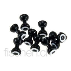 Hareline Dubbin Double Pupil Brass Eyes - Black / White Black Pupil - Augen