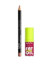 NYX Professional Makeup Slim Lip Pencil + Fat Oil Lip Drip Lippen Make-up Set 1 Stk Nr. 810/05 - Natural/Newsfeed