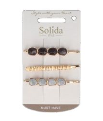 Solida Haarklemme Steine gold Haarspangen 3 Stk