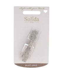 Solida Patentspange silber Strass 6 cm Haarspangen 1 Stk