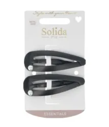 Solida Haarclip schwarz mit Perle metallfrei Haarspangen 1 Stk