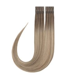 Rapunzel of Sweden Premium Tape Extensions Straight / Classic Tape 4 cm / 8 pieces Brown Ash Blonde Balayage B5.1/7.3 40 cm Haarverlängerung 18 g