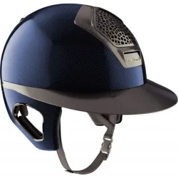 Freejump Vorono Reithelm Carbon Blau mit breitem Visier in Matt schwarz, mit Schläfenschutz