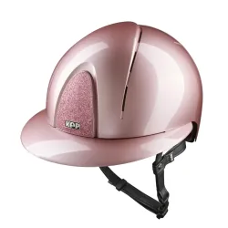 KEP SMART NOVA METAL POLISH Pink Glitzer  Reithelm mit Polo Visier und schwarzer Beriemung
