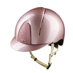 KEP SMART NOVA METAL POLISH Pink Standard Visier mit beiger Beriemung Glitzer Pink Reithelm