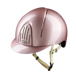 KEP SMART NOVA METAL POLISH Pink Standard Visier mit beiger Beriemung Reithelm
