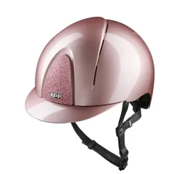 KEP SMART NOVA METAL POLISH Pink Standard Visier mit schwarzer Beriemung Glitzer Pink Reithelm