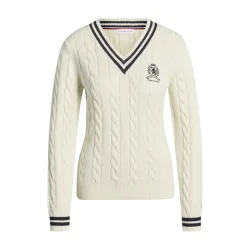 Tommy Hilfiger Equestrian Roseville Cable Vneck Pullover Damen