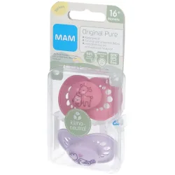 MAM Original Pure Silikonschnuller 16+ Monate, Reh/ Vogel