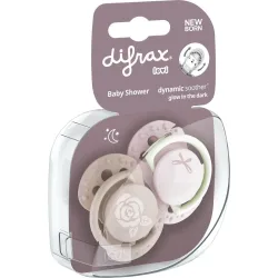 Difrax Schnuller Baby Shower, Glow in the dark, 0-2 Monate, rosa