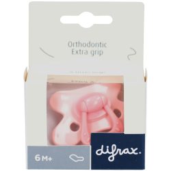 Difrax Schnuller Orthodontic, extra grip, 6-12 Monate, pink