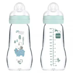 MAM Feel Good Flasche Glas Matt Junge 2 Monate+