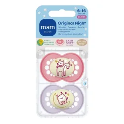 MAM Original Nacht Schnuller Silikon Rosa 6-16