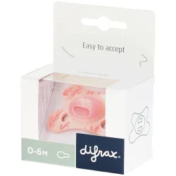 Difrax Schnuller 0-6M Natural Fit für Neugeborene - Rosa Blätter