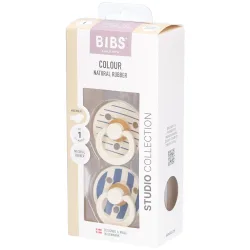 Bibs Studio Colour Schnuller Gr. 1, 0-6 Monate, Ivory Steel Blue, anatomisch
