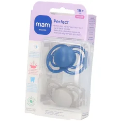 MAM Perfect Silikon Schnuller 16+ Monate Blau/Neutral 2 Stück