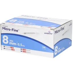 BD Micro-Fine? 30 G 0,30 x 8 mm 0,5 ml + U-100 Insulin Innen sterile Insulinspritze