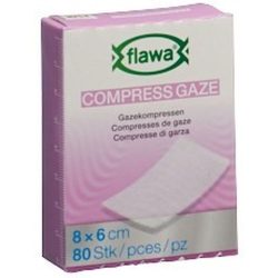 flawa Gazekompressen geschnitten 6x8cm keimreduzierend behandelt (80 Stück)