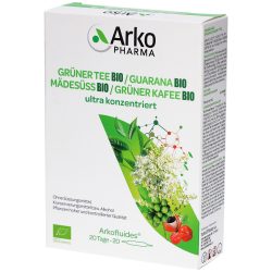 ARKOFLUIDE Grüner Tee-Grüner Kaffee-Guarana-Mädesüss Bio Trinkampullen (20 Stk)