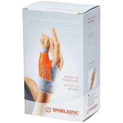 SPORLASTIC Mittelhand Daumenschiene 15-17cm, links, hautfarbig (1 Stk)