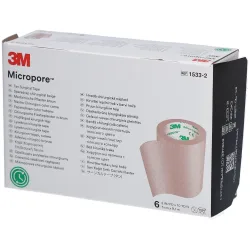 3M Micropore Rollenpflaster mit Dispenser, 50mmx9.14m, weiss (6 Stk)