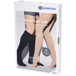Bauerfeind VenoTrain Soft AG Ccl2 S p/l Kniestrümpfe mit offenem Fuß und Mikrostollen, schwarz