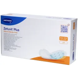 Zetuvit® Plus Silikonrand steril, Einzelverpackung 12 x 23 cm oval