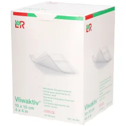 Vliwaktiv Ag Aktivkohle Saugkompresse, 10x10cm, steril (20 Stk)