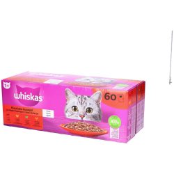 Whiskas Nassfutter Katze Adult 1+, Mixpaket, Klassische Auswahl in Gelee 60x85 g
