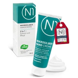 N1 Mikrosilber Handcreme ? Handpflege für trockene, rissige & gereizte Hände, mit Mikrosilber, beruhigt die Haut & spendet intensive Feuchtigkeit