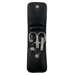 Pfeilring Maniküre-Set 3-teilig schwarz Taschenetui, Kalbsleder, Nickel-Füllung