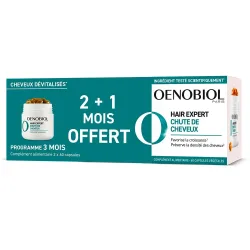 Oenobiol Hair Expert Haarausfall 3Er-Pack - Konzentrierte Formel - Fördert das Haarwachstum - Erhält die Haardichte - Nahrungsergänzungsmittel - 3x60 Kapseln - 3-Monats-Programm