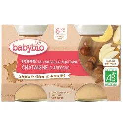 Babybio Gläschen Äpfel aus der Nouvelle-Aquitaine und Kastanien aus der Ardèche