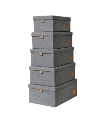 PREMIUM Aufbewahrungsboxen mit Deckel Grau - Set 5 Stk.