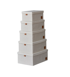 PREMIUM Aufbewahrungsboxen mit Deckel Beige - Set 5 Stk.