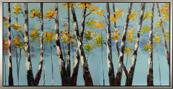 Birken im Frühling – handgemaltes Ölbild auf Leinwand, 100 x 50 cm