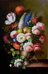 Klassisches Blumenstillleben – handgemaltes Ölbild auf Leinwand, 60 x 90 cm