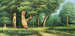 Sommerlicher Wald – handgemaltes Ölbild auf Leinwand, 100 x 50 cm