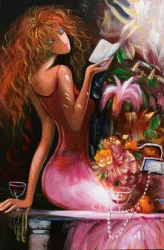 Frau beim Lesen – handgemaltes Ölbild auf Leinwand, 50 x 75 cm