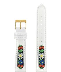 Leder Uhrenband mit Edelweiss Stickerei E3.1374.L