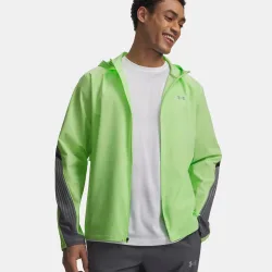 Under Armour Velociti Storm Hooded  Laufjacke Herren-neongrün, dunkelgrau