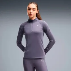 Puma Velocity Cloudspun 1/4 Zip  Laufshirt Damen - grau