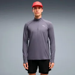 Puma Velocity Cloudspun 1/4 Zip  Laufshirt Herren - grau