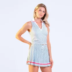 Lucky in Love Pinstripe Lanes Polo Damen