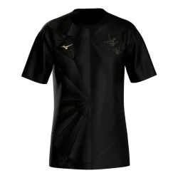 Mizuno Active DryAeroFlow Graphic  Laufshirt Herren - schwarz, gold