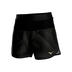 Mizuno Active Graphic Multi Pocket 4in Laufshorts Damen - schwarz, gold