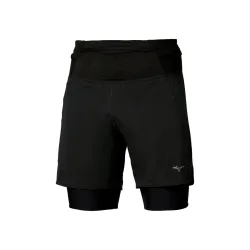 Mizuno Trail Multipocket Trail 2in1 Laufshorts Herren - schwarz
