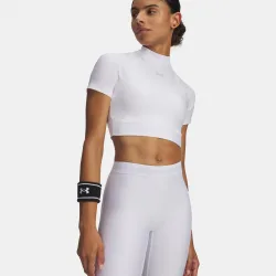 Under Armour HeatGear Crop T - Shirt Damen weiß, grau